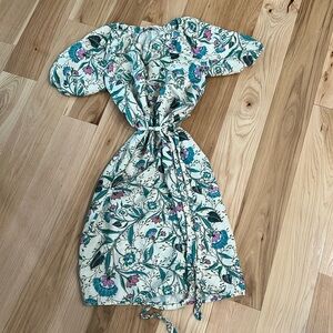 LOFT Floral midi dress with belt - worn once!